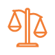 Orange outline icon of a balanced scale, representing fair assignments