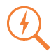 Orange magnifying glass icon with a lightning bolt inside, representing conflict detection