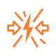 Orange icon of two arrows pushing inward on a lightning bolt, symbolizing conflict detection