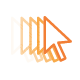 Four orange mouse pointer icons, fading from dark to light, suggesting multiple clicks.